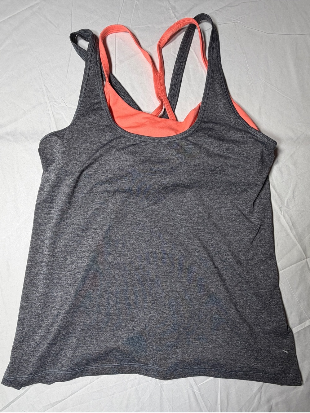 Women’s Performance Tank Top in Charcoal with Coral Accents